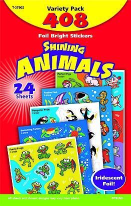Children's Stickers | Shining Animals Foil Bright Large Stickers for Crafts, Parties and More