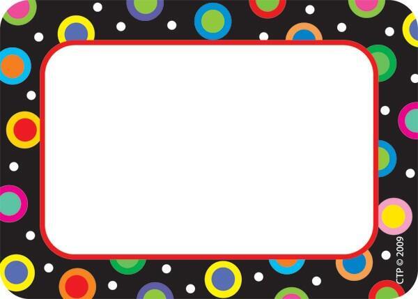 Classroom / Name Labels | 36 x Dots on Black, Large Name Tags/Labels or Visitor Badges