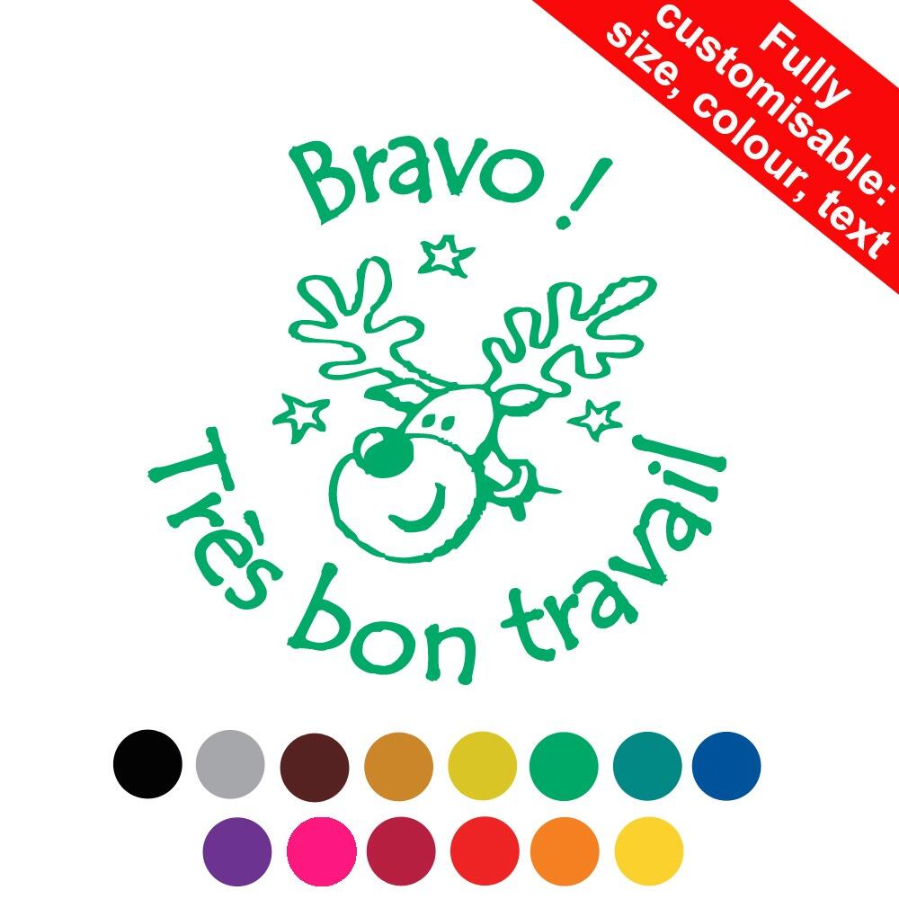 French School Stampers | Bravo ! Très bon travail French Personalised Christmas Teacher Stamps 19-30mm