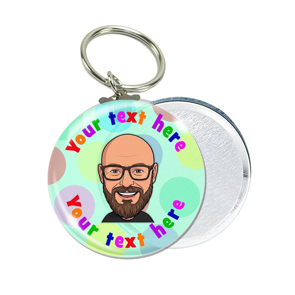 Custom Keyrings | Personalised Design Avatar/Selfie/Face Keyrings. Simply Upload Photo/Image