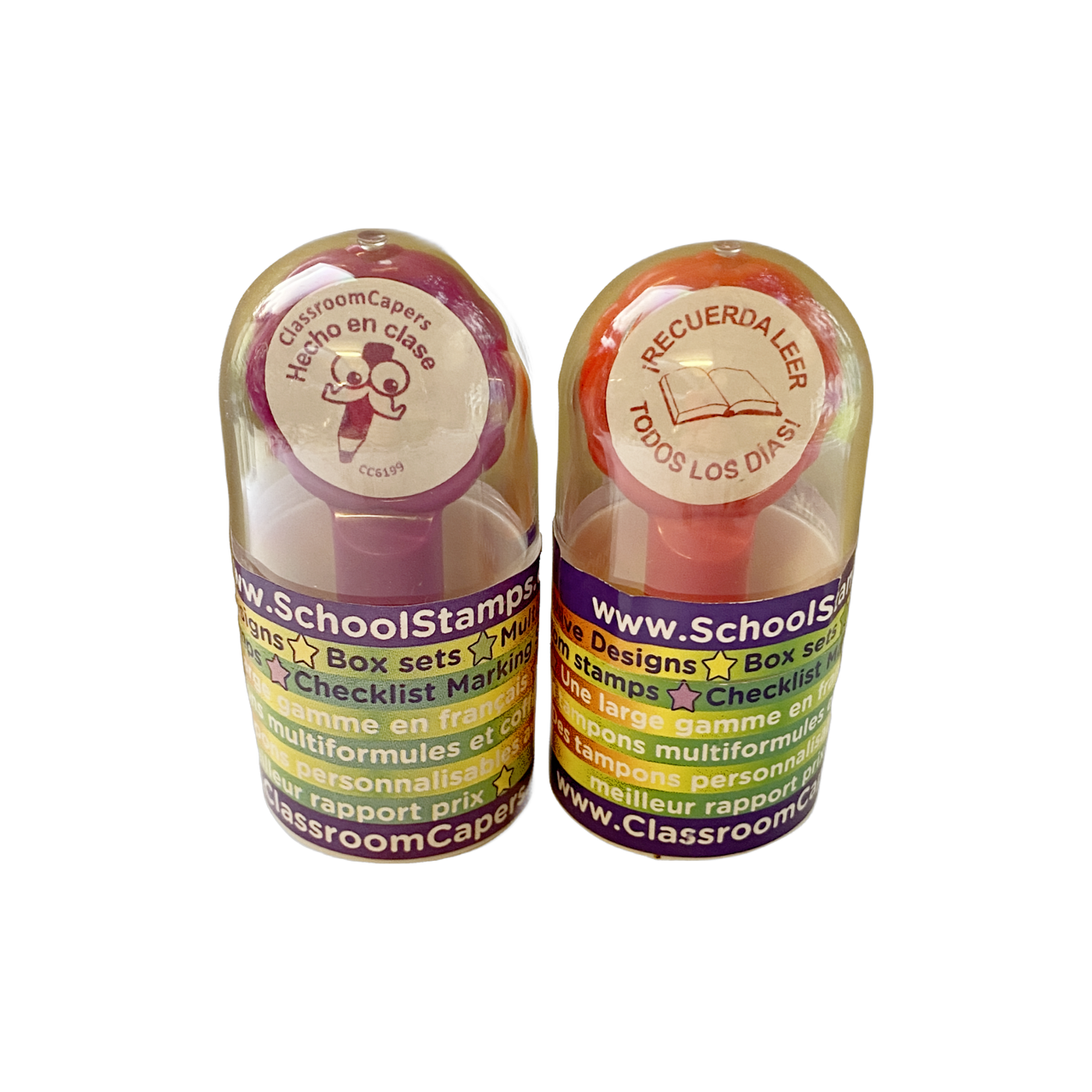 Teacher Stamps | SALE STAMPERS! Spanish Language School Stamp Set. Reinkable, 22mm