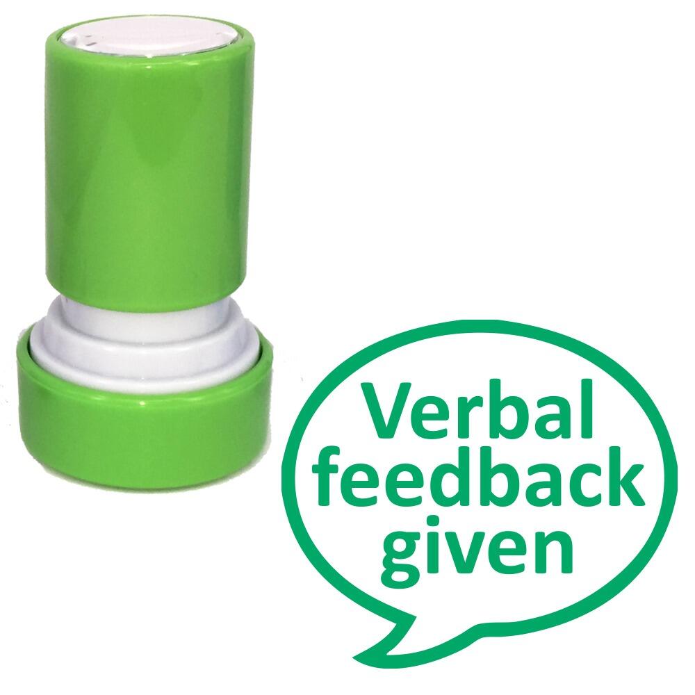 Bulk Teacher Stamps | Verbal Feedback Given (Green ink) Self-inking Teacher Stampers