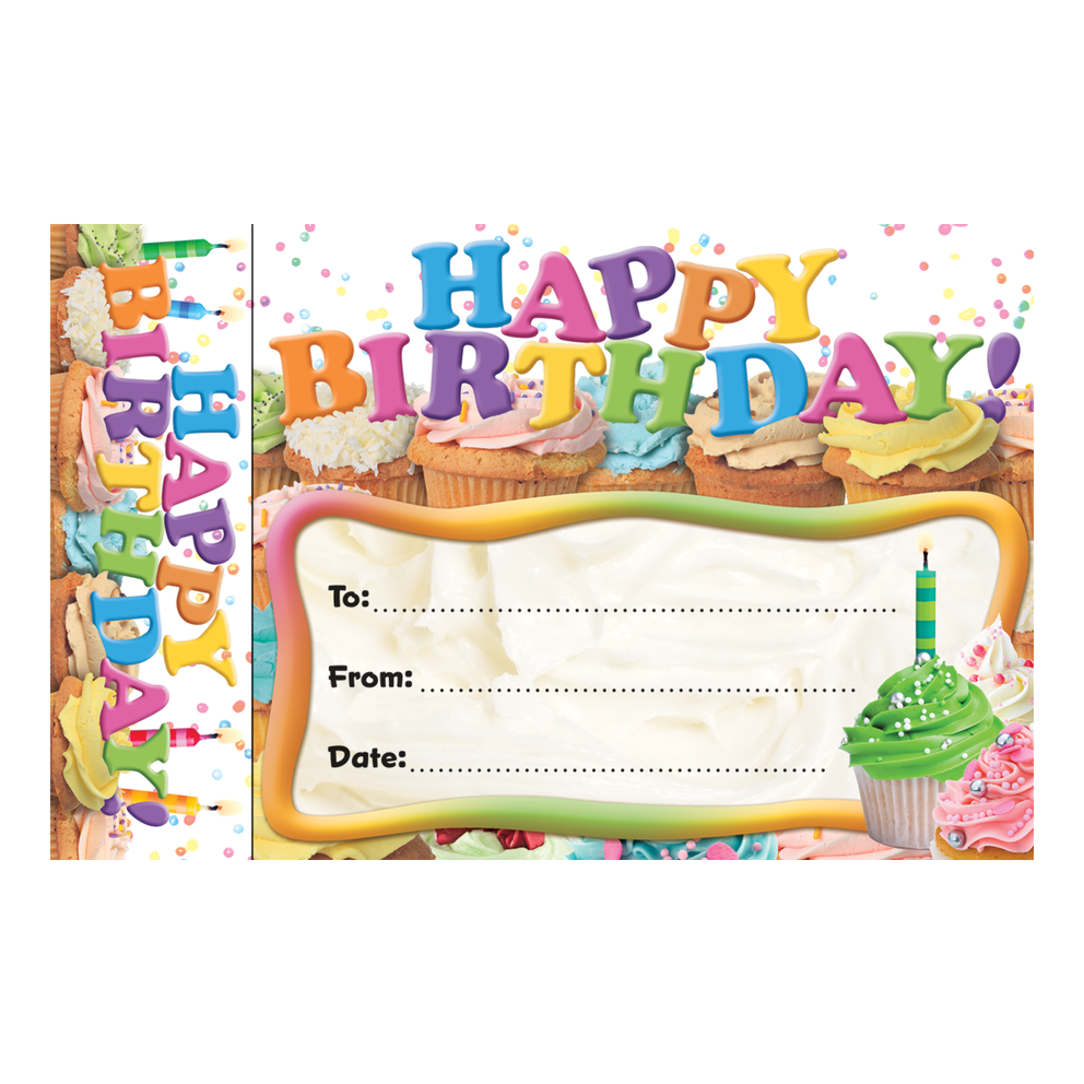 Birthday Certificates | 30 x Happy Birthday Certificates with Integrated Bookmark