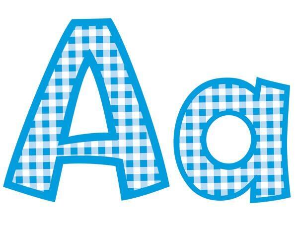 Classroom Display Lettering | 10cm Stunning Blue Gingham Design Letters for Notices x 216 (T79748)