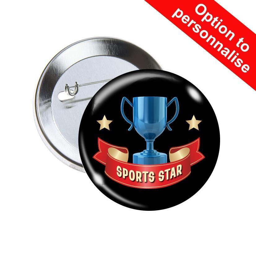 School Badges | Sports Star, Trophy and Stars Design Sports Day/Award Pin Badges for Schools x 10