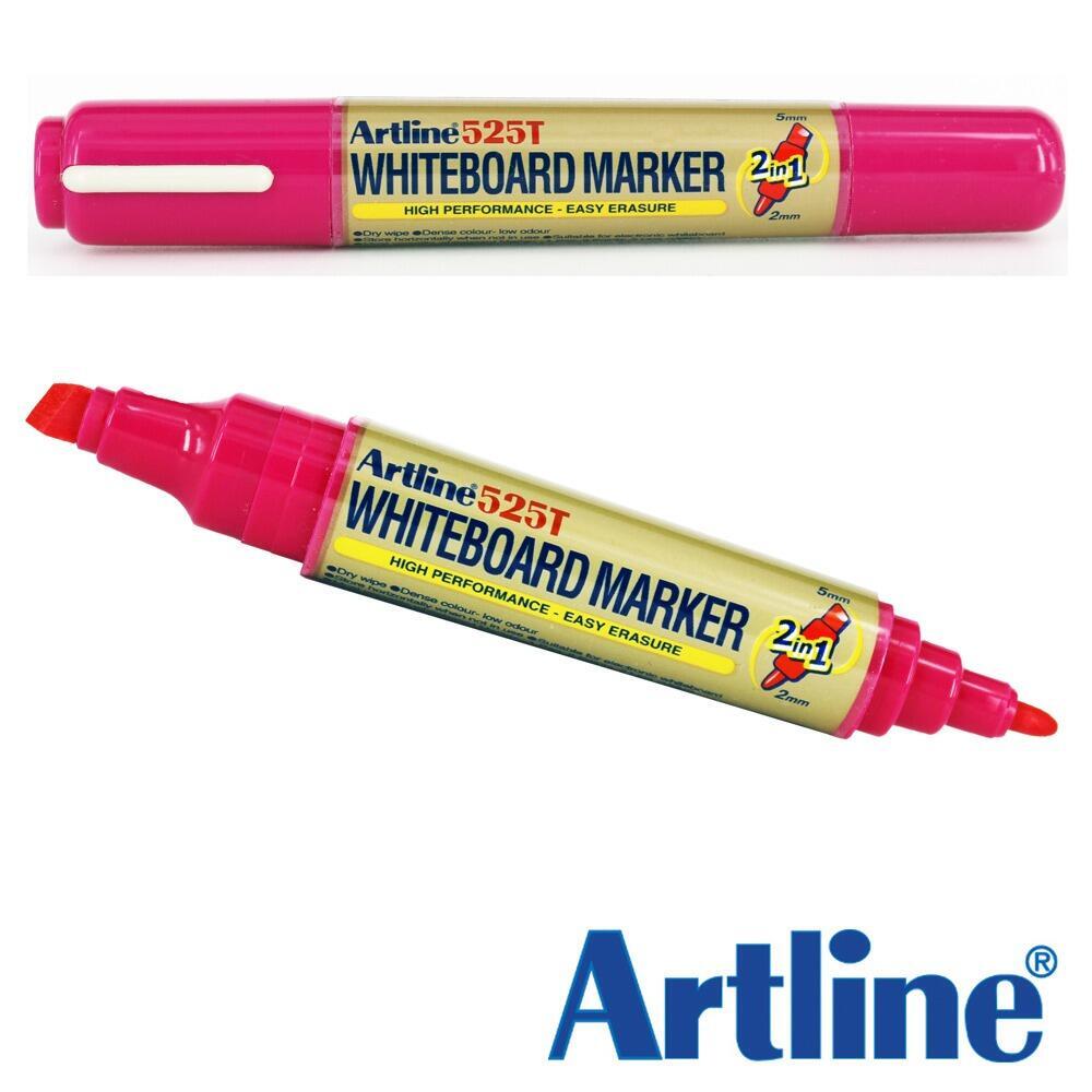 Whiteboard Markers | Pink Ink, Professional Quality, Artline EK525T, 2-in-1 Dual Tip Markers