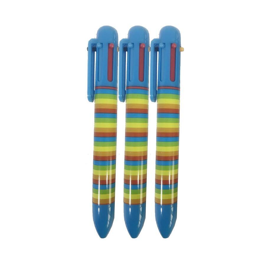 Rainbow Pens | Colourful 6 Colour Rainbow Biro Pens. Great for Low Cost Gifts/Party Bag Fillers