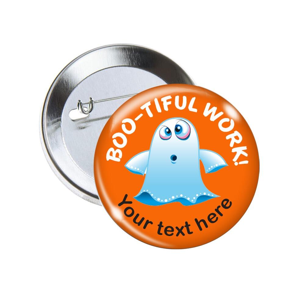 Custom School Badges | Boo-tiful Work, Halloween Personalised Badges for Schools