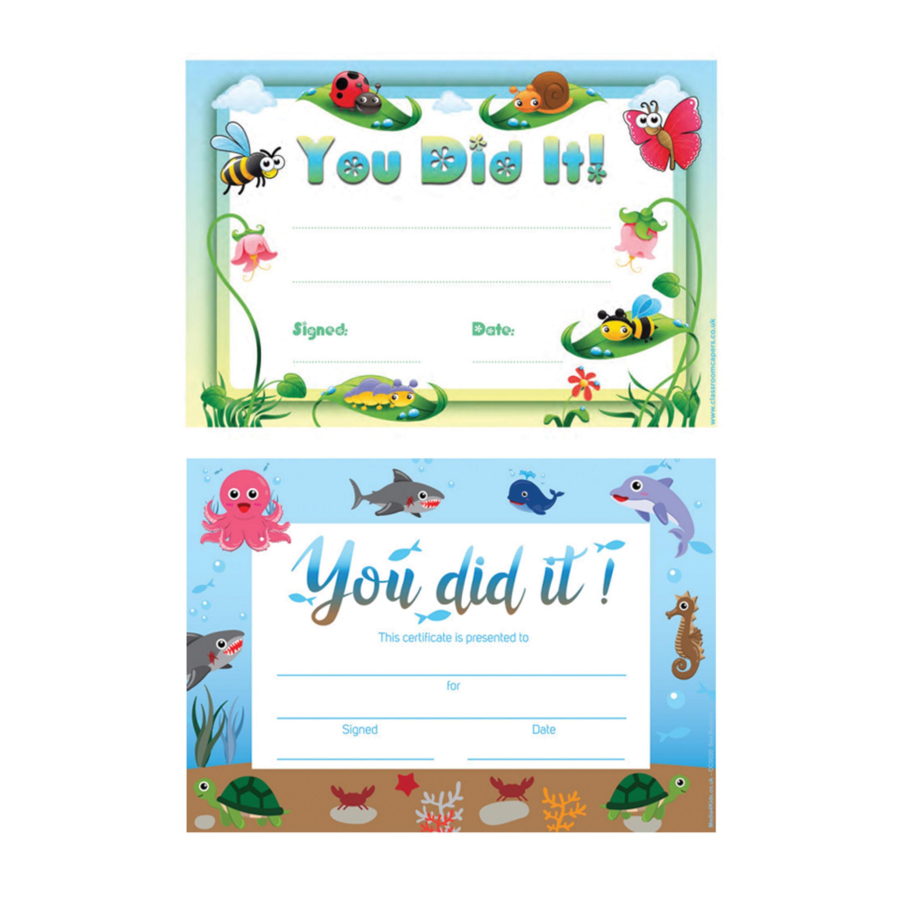 School Certificates | 30 x You did it! Award School Certificates Variety Pack