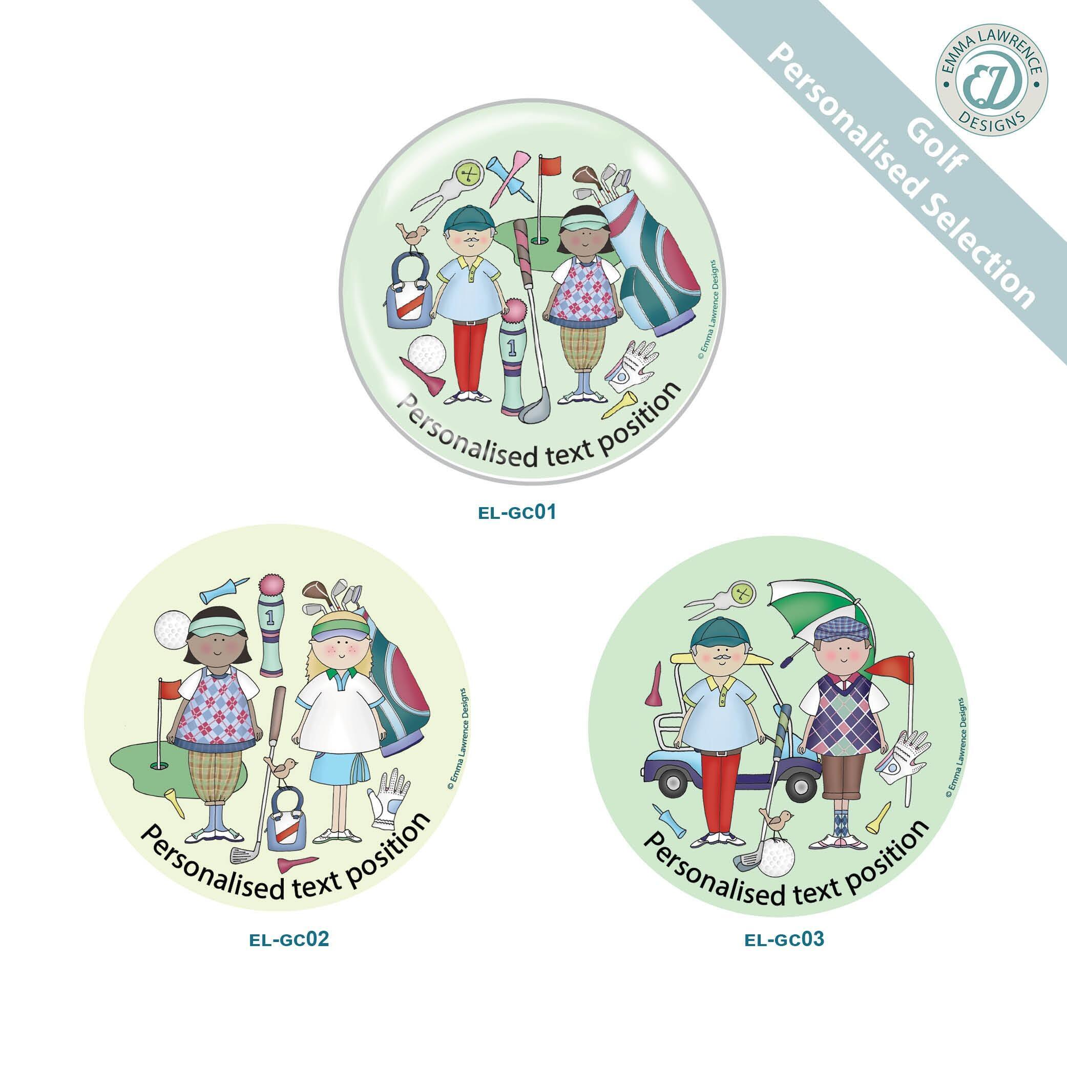 Custom Fridge Magnets | Golf Selection - Personalised Fridge Magnets, Emma Lawrence Designs