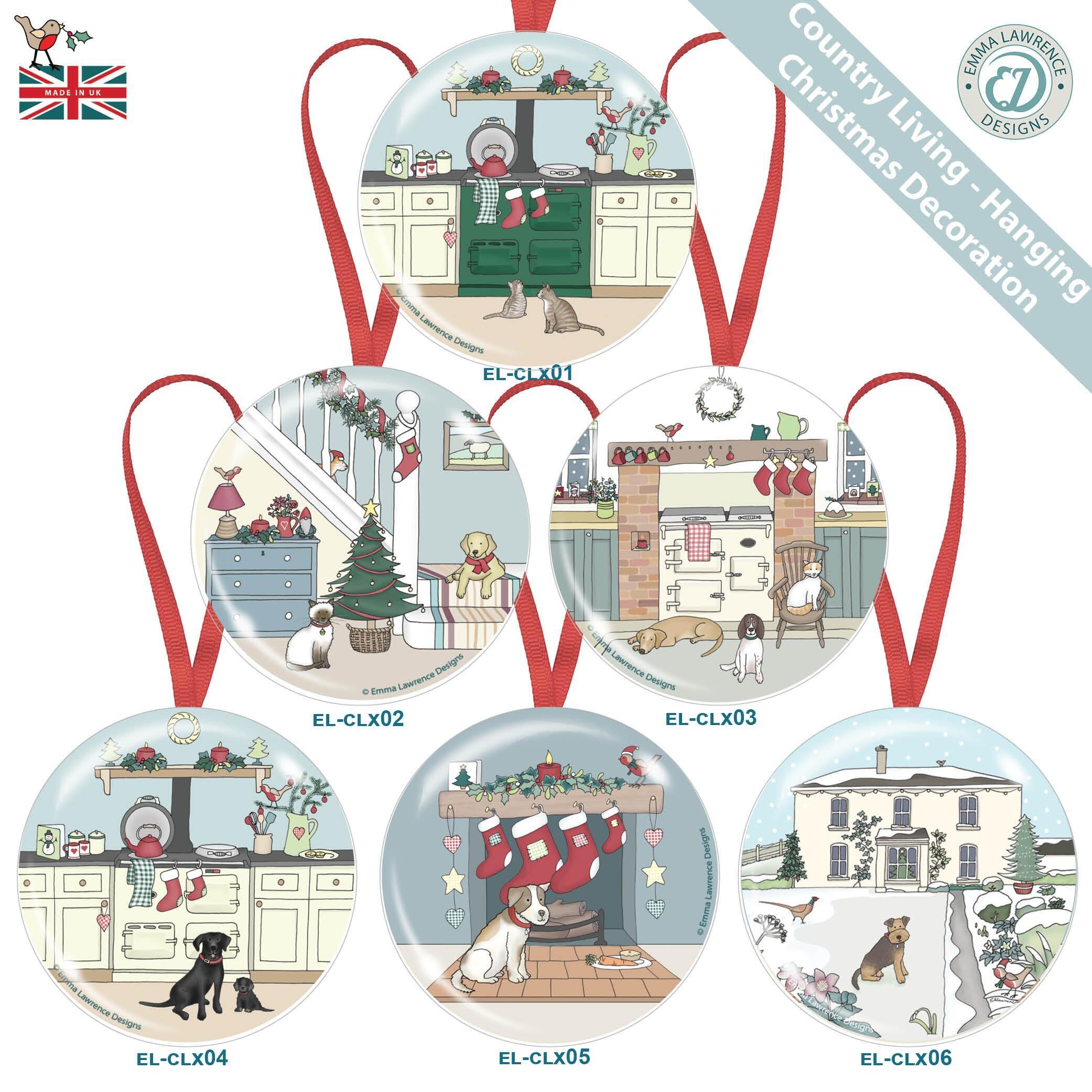 Bulk Fridge Magnets | Christmas Country Living, Emma Lawrence Hanging Decorations UK Made for Trade