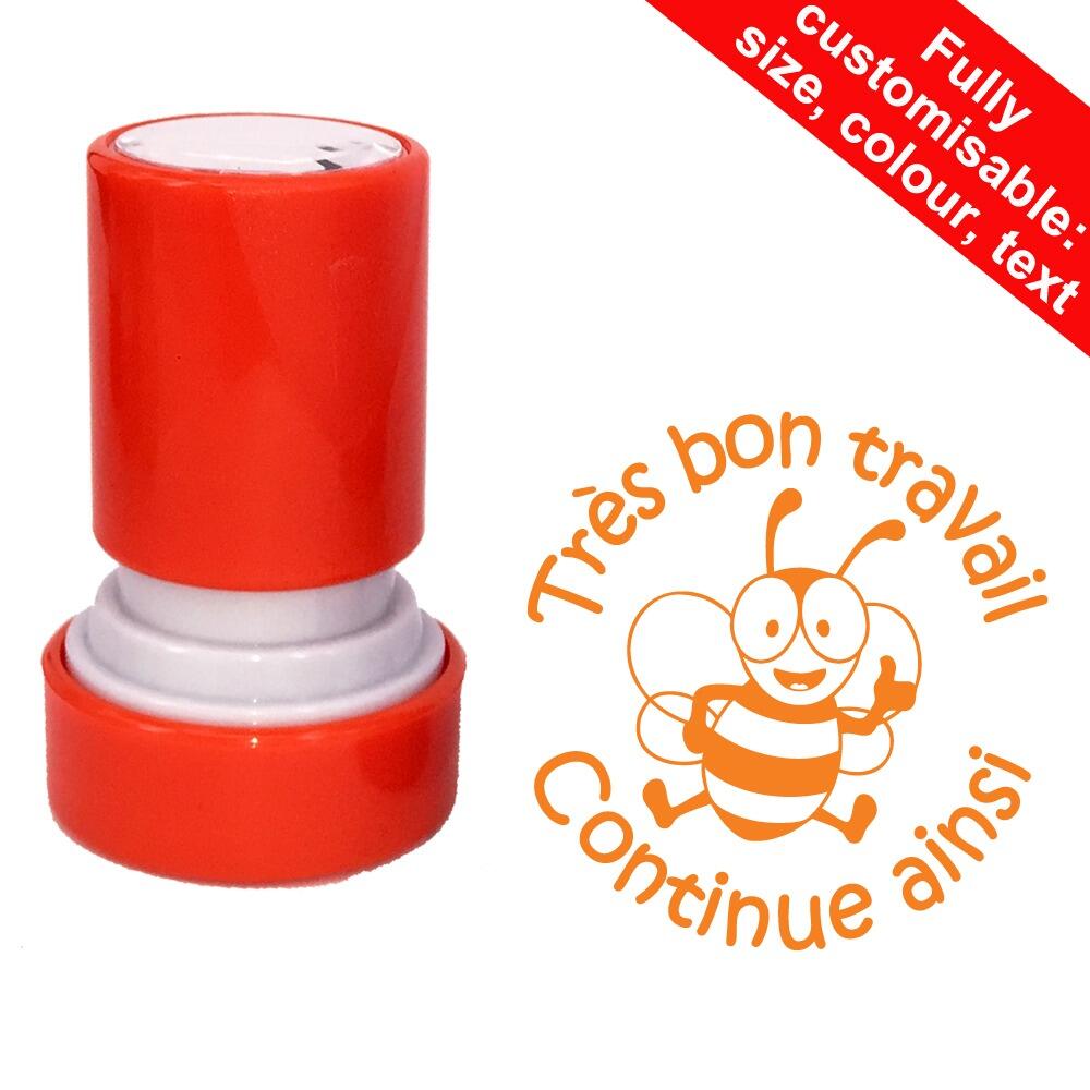 French School Stampers | Très bon travail. Continue ainsi (Bee Friends) French Teacher Stamp - 22mm