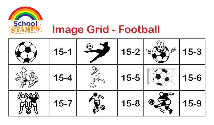 Custom Stamp | Football Theme Personalised Self-Inking Stamp. Choice Image/Own Logo