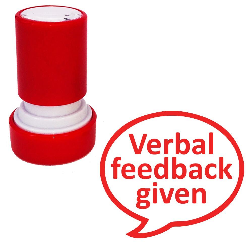 Bulk Teacher Stamps | Verbal Feedback Given (Red ink) Self-inking Teacher Stampers