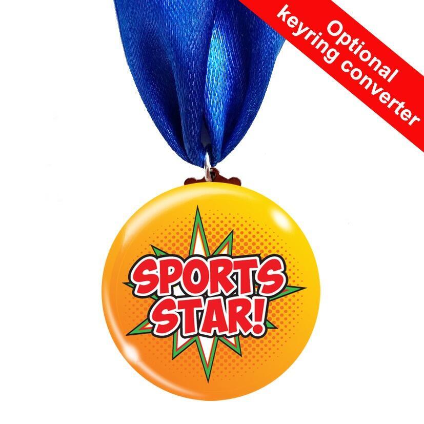 Low Cost Medals | Superhero SPORTS STAR Medal & Ribbon Great Value Medals. UK Made