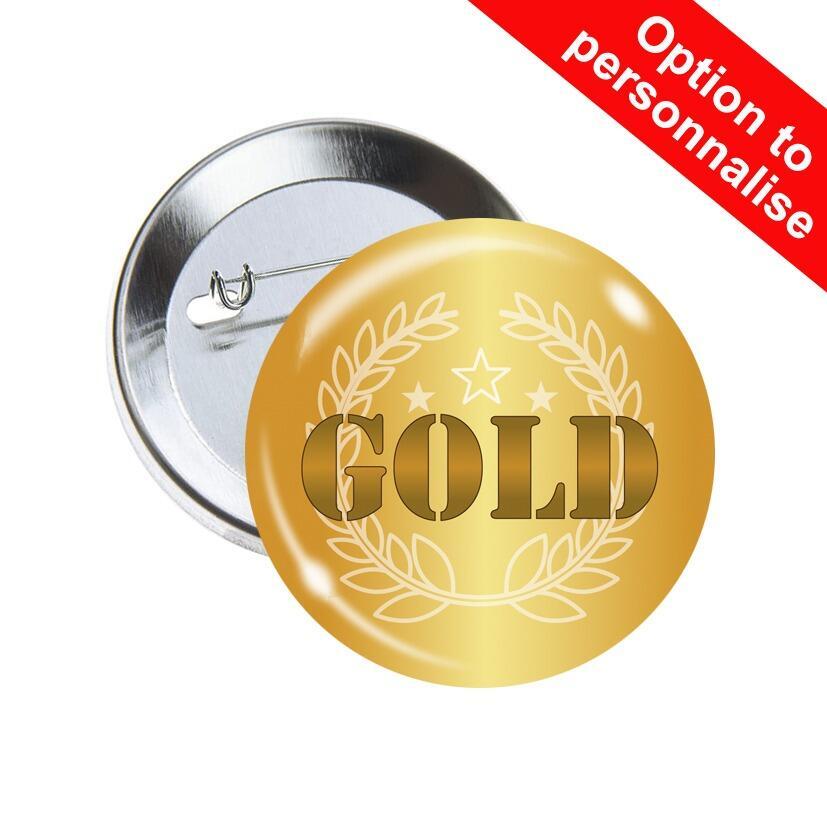School Badges | GOLD, Wreath Design Sports / Award Pin Badges for Schools x 10