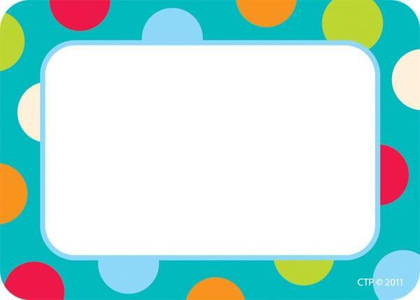 Classroom / Name Labels | 36 x Large, Dots on Turquoise Design Name Tags / Labels or Visitor Badges