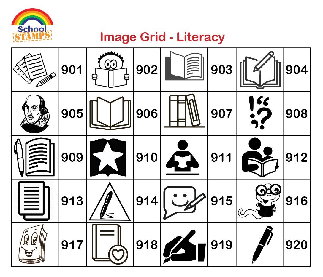School Reward Schemes | English Subject Stamps - Stamp / School Logo Options