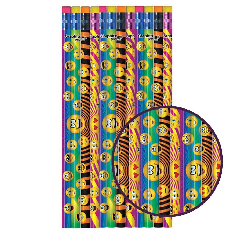 Low Cost Stationery Gifts | 12 x Funny Faces Emoji HB Pencils.