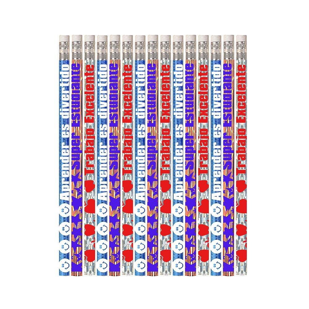 Class Gifts | 12 x Spanish Praise Word Reward Pencils. Great Low Cost Class Gifts, Prizes, Rewards