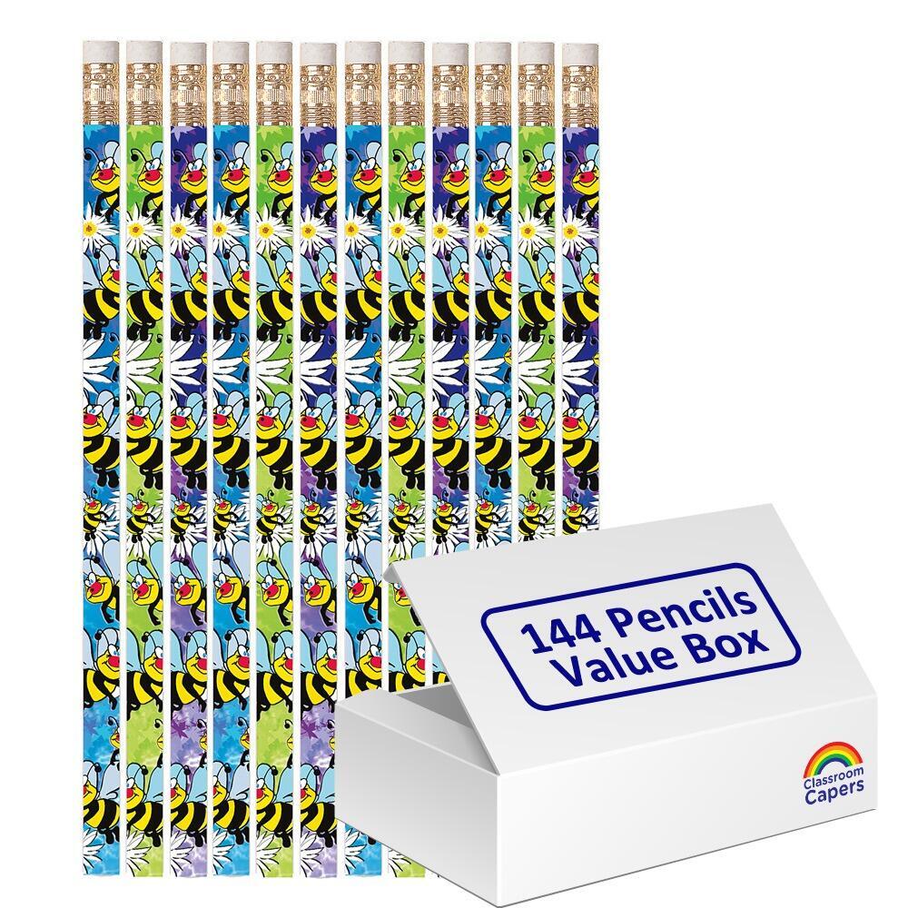Bulk Kids Pencils | 144 x Busy Bee Sparkle Design HB Pencils