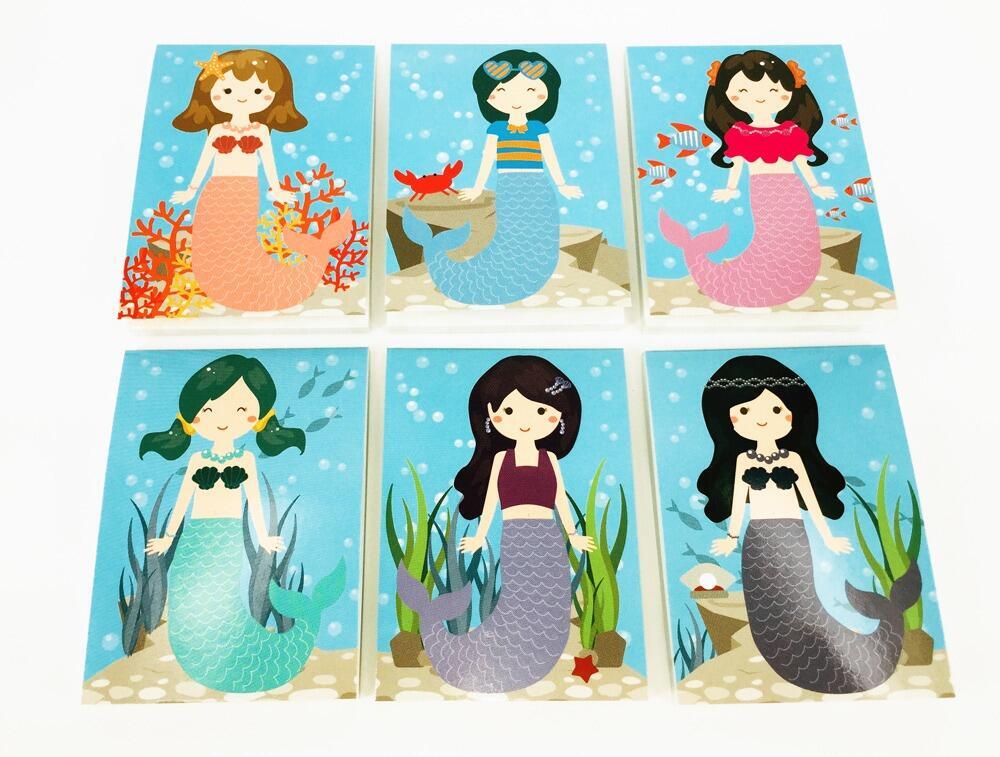 Stationery Gifts | Low Cost, Cute Mermaid Design Mini Notepads. Quantity Discounts.