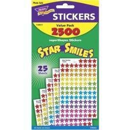 Sticker Chart Stickers | 2500 x 10mm Smiley Star Stickers in Varying Colours, Bumper Pack (T46917)