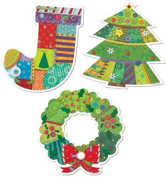 Classroom Display Cut Out Cards | 12 Jumbo Size Christmas Design Cut Outs