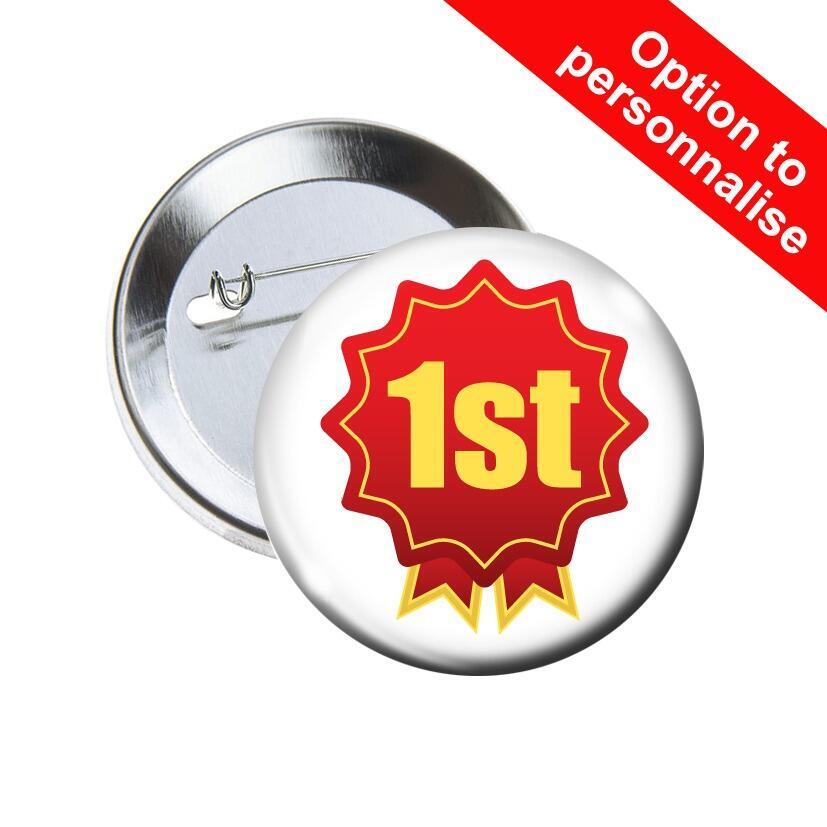 School Badges | 1st Place Rosette Design Sports Day / Winner Award Pin Badges x 10.