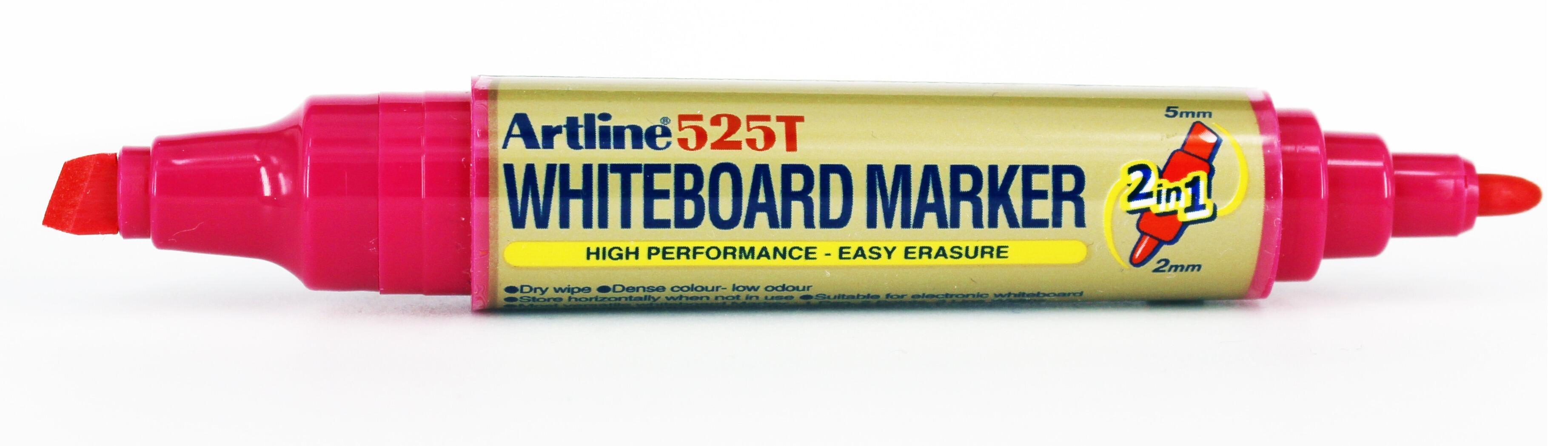 Whiteboard Markers | Pink Ink, Professional Quality, Artline EK525T, 2-in-1 Dual Tip Markers