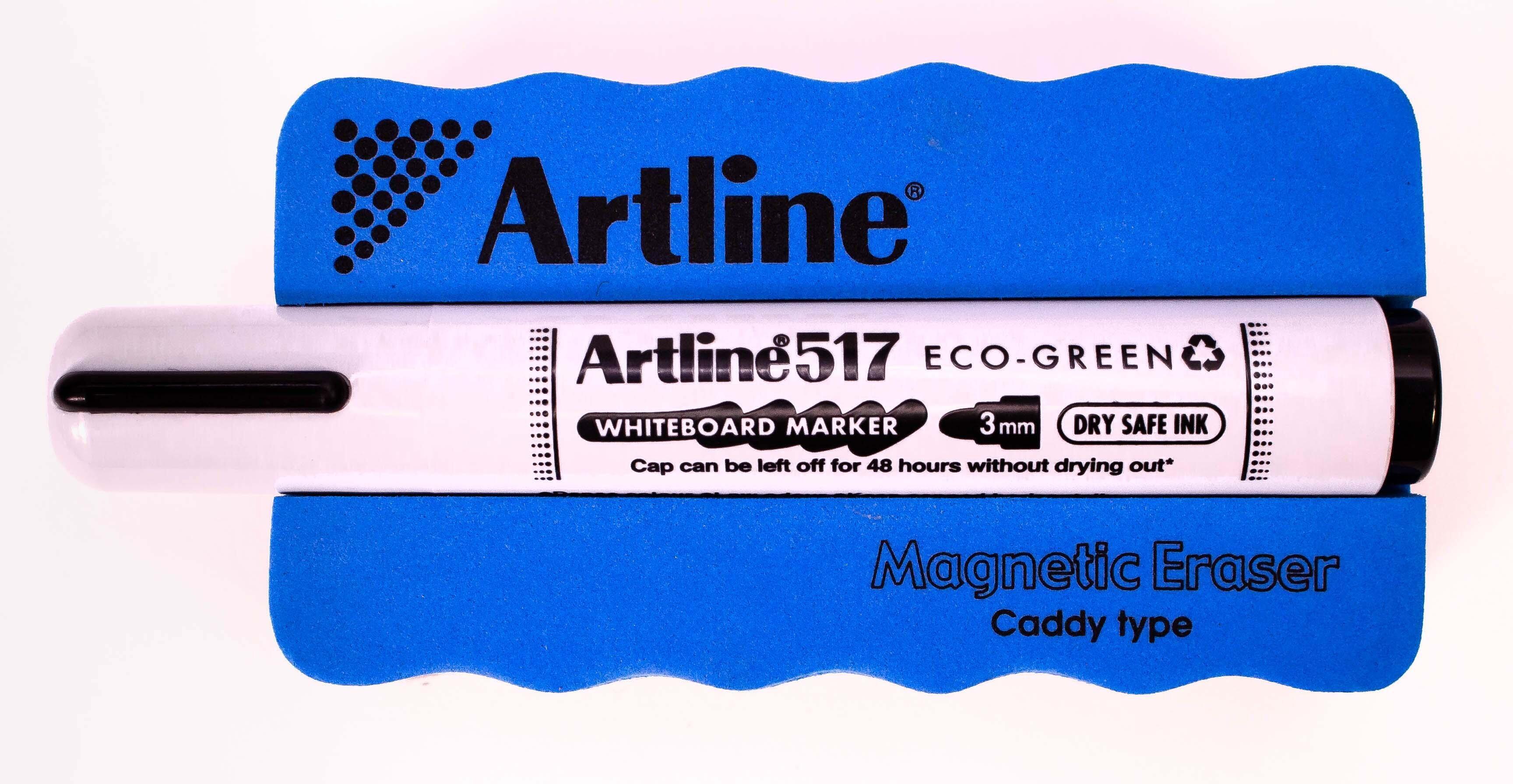 Whiteboard Eraser | Blue Eraser (pen not included). Artline Magnetic Whiteboard Erasers, Grooved to Hold Whiteboard Pen