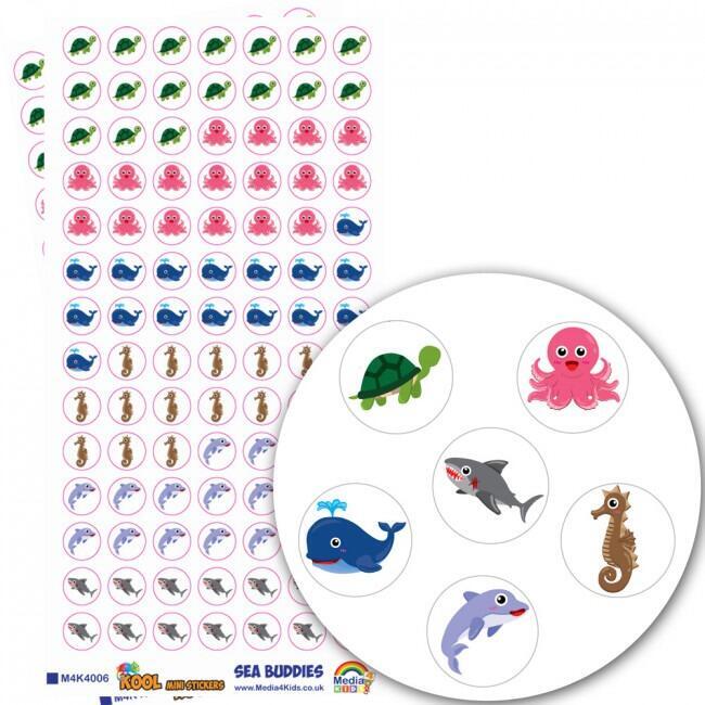 Teacher Stickers | 784 Small (10mm) Mixed Sea Creatures Stickers / Chart Stickers. Made in the UK