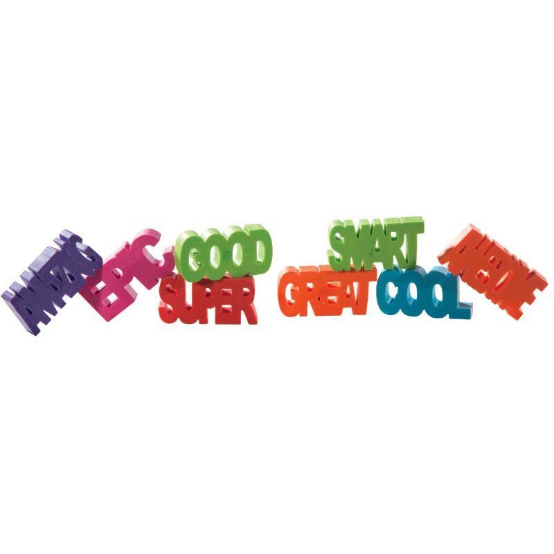Bulk Fun Erasers | 24 x Positive Attitude Word, 3D Erasers For Party Bags & Class Gifts.