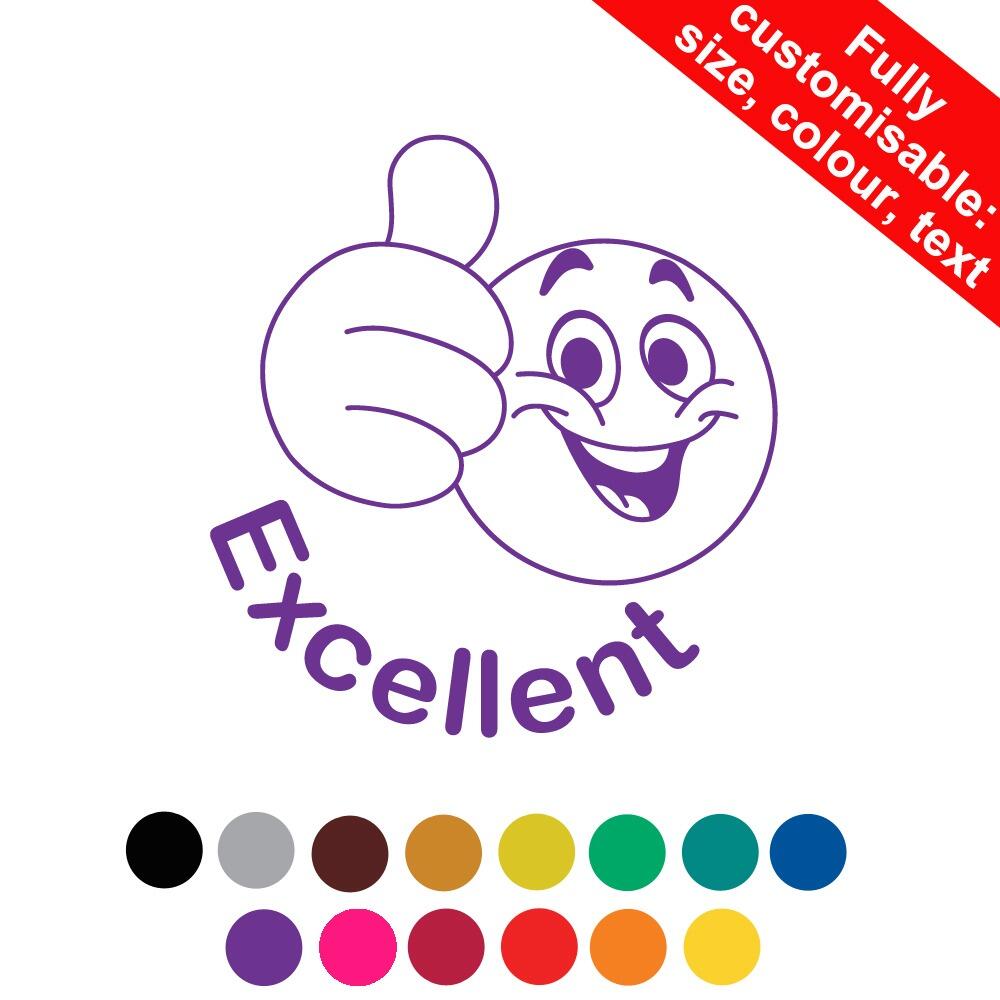 French School Stampers | Excellent Smiley/Emoji French Personalised Teacher Stamps 19-30mm