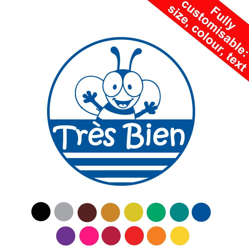 French School Stampers | Très bien (Bee Friends) French Personalised Teacher Stamps 19-30mm