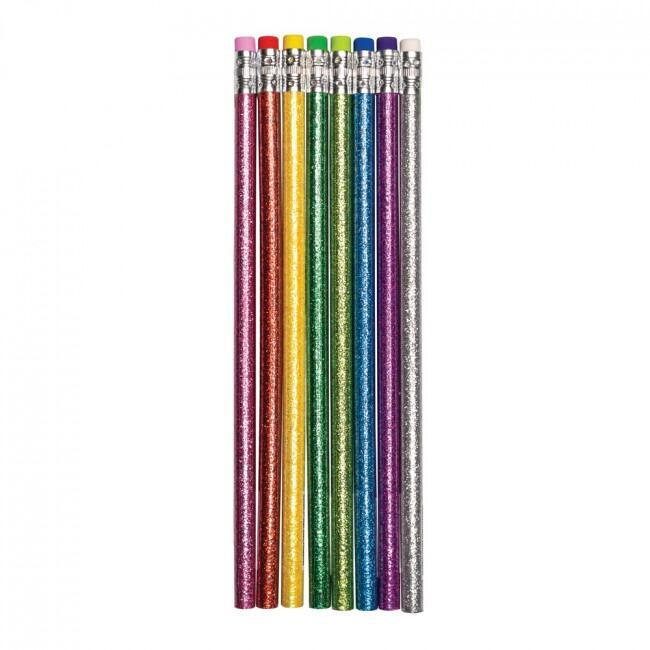 Low Cost Stationery Gifts | Colourful, Mixed Glitter HB Pencils. Quantity Discounts.