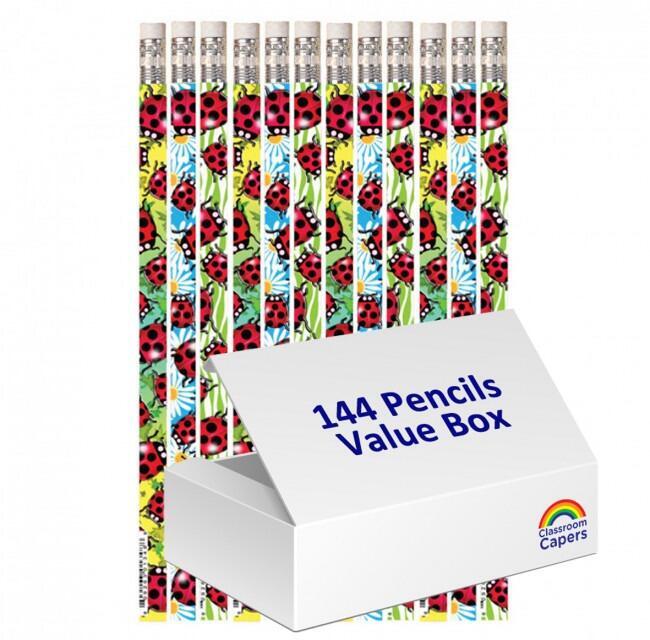 School Reward Pencils | 144 x Lucky Ladybugs/Ladybirds Pencils. Great Low Cost Class Gifts, Prizes