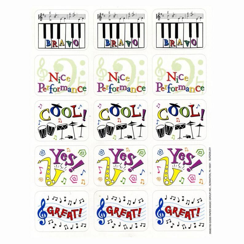Reward Stickers | 120 x Large Music Incentive and Praise Stickers