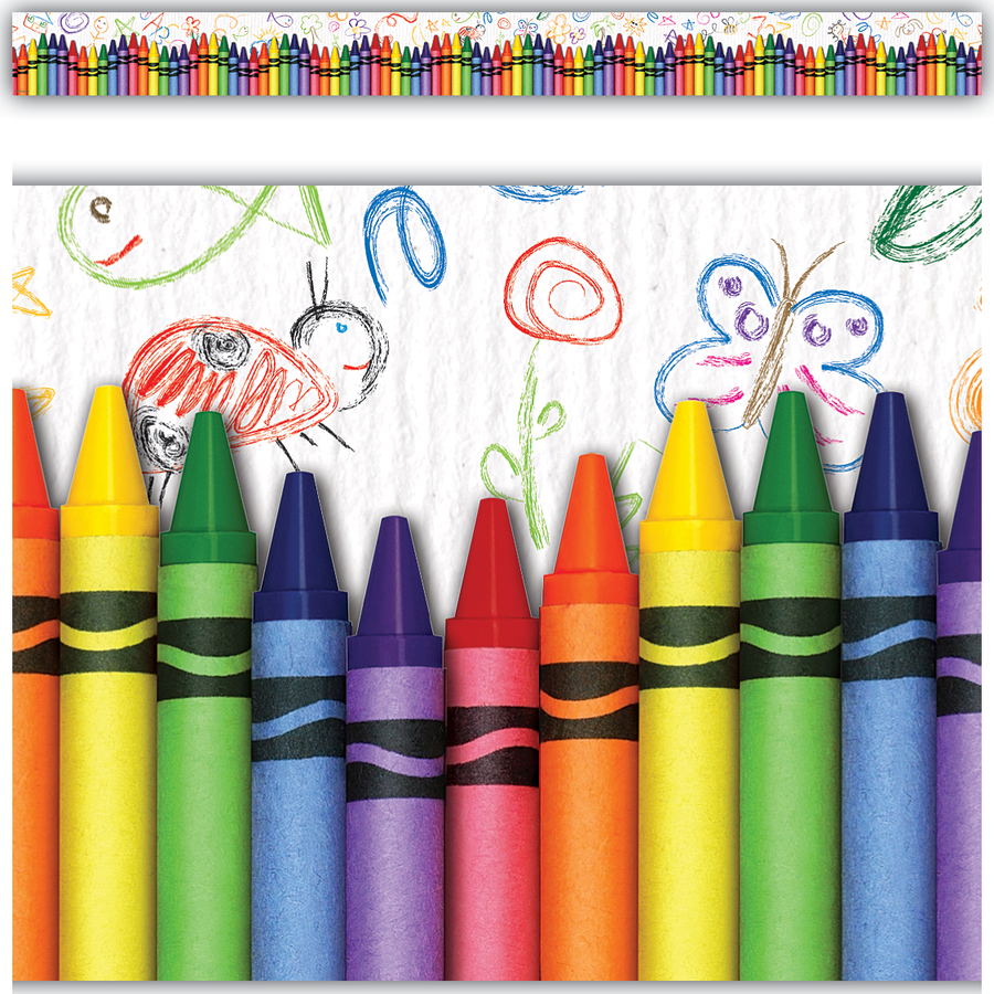 Display Borders | 10.5m Colourful Crayons Display Border.