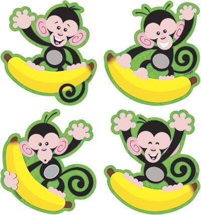 Classroom Display Card Cutouts | 36 Small Cheeky Monkey and Bananas! Cut Outs.