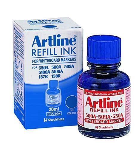 Artline Pen Refill Ink | Choice of Colour, 20ml Bottles of Whiteboard Pen Refill Ink (ESK-50A)