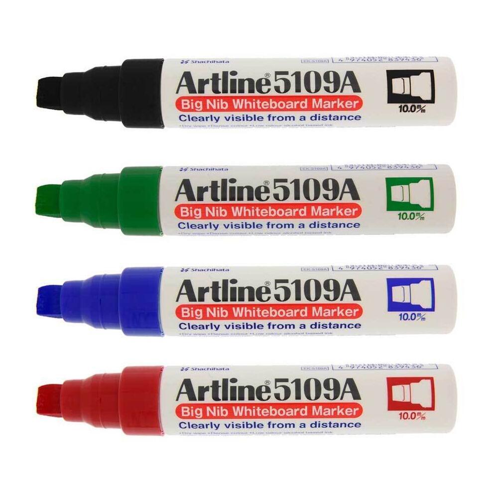 Whiteboard Markers | Professional Quality, Artline 5109, Big Chisel Nib Pens. Choice of Ink Colours