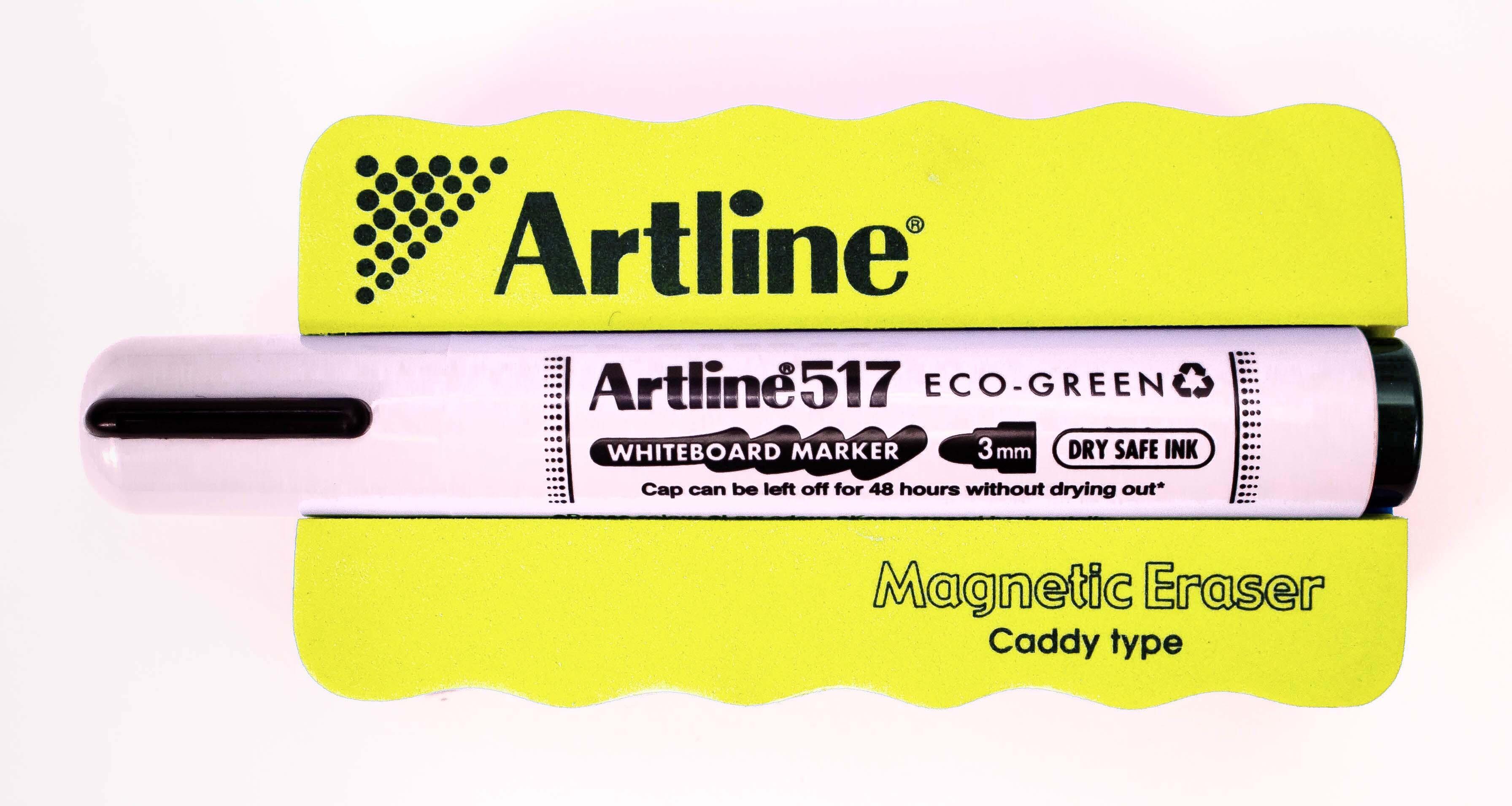 Whiteboard Eraser | Yellow Eraser (pen not included). Artline Magnetic Whiteboard Erasers, Grooved to Hold Whiteboard Pen