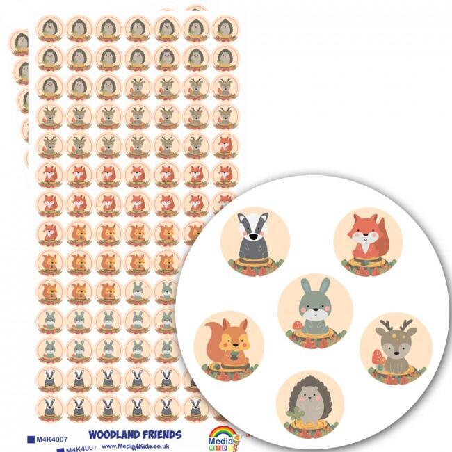 Teacher Stickers | 784 Small (10mm) Mixed Woodland Animals Stickers / Chart Stickers. Made in the UK
