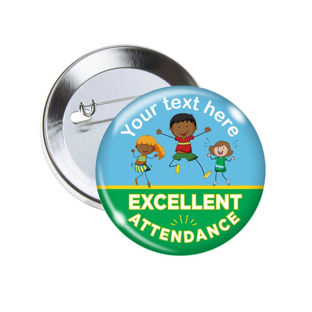 Custom Badges | Excellent Attendance, Diversity Design, Personalised Pin Badges for Schools