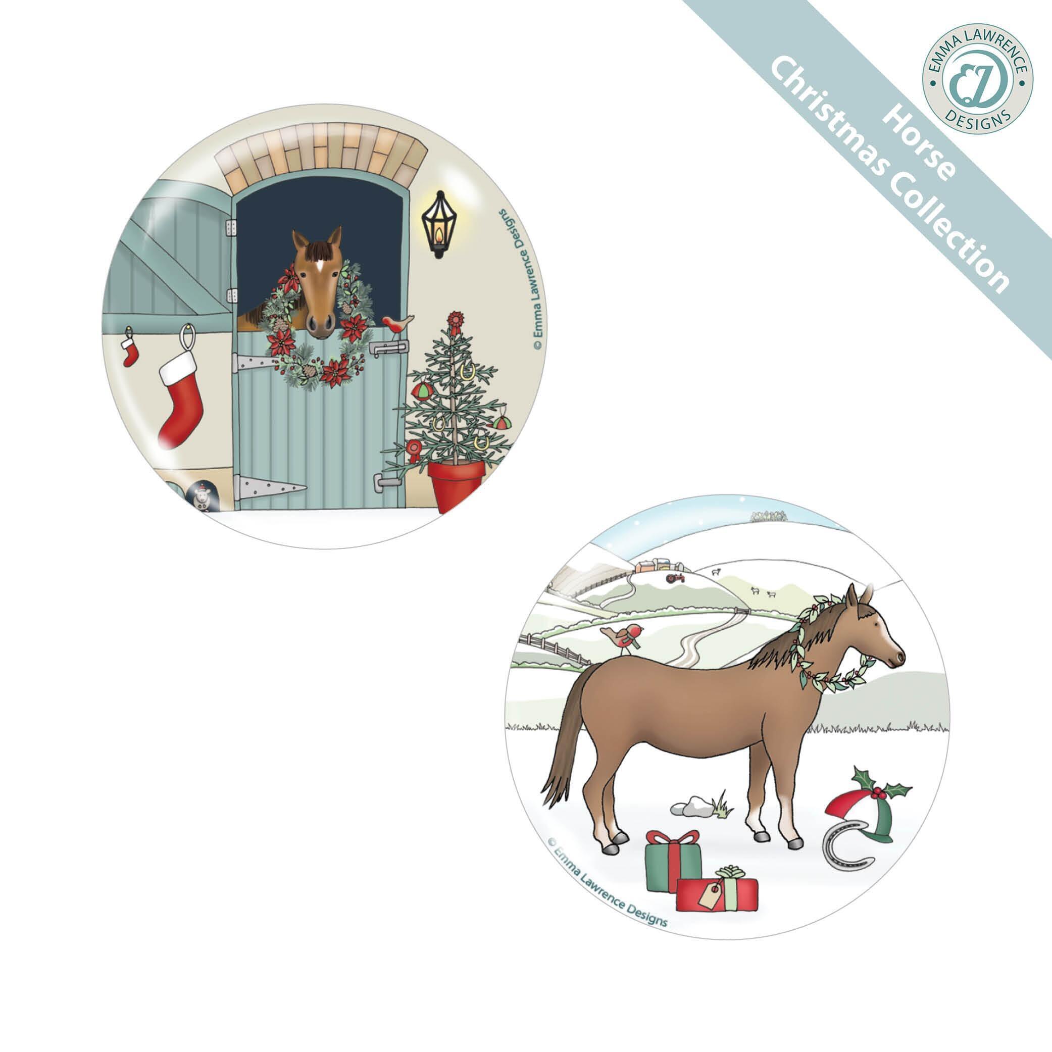 Bulk Fridge Magnets | Horses Christmas Collection, Emma Lawrence Designs. UK Made for Retail/Trade