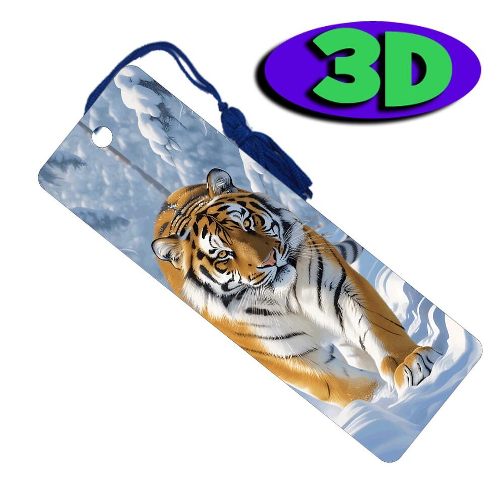 3D Bookmarks | Stunning Tiger in the Snow Bookmark/Ruler. Ideal Reading Incentive/Class Gift/Present