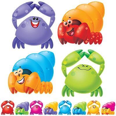 Classroom Display Card Cutouts | 36 Large, Colourful Happy Crab Cut-Outs for SeaLife Displays & More