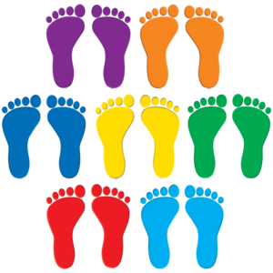 Classroom Display | 42 Large, Colourful Footprints / Footsteps Cut Out Cards for Activities/Display