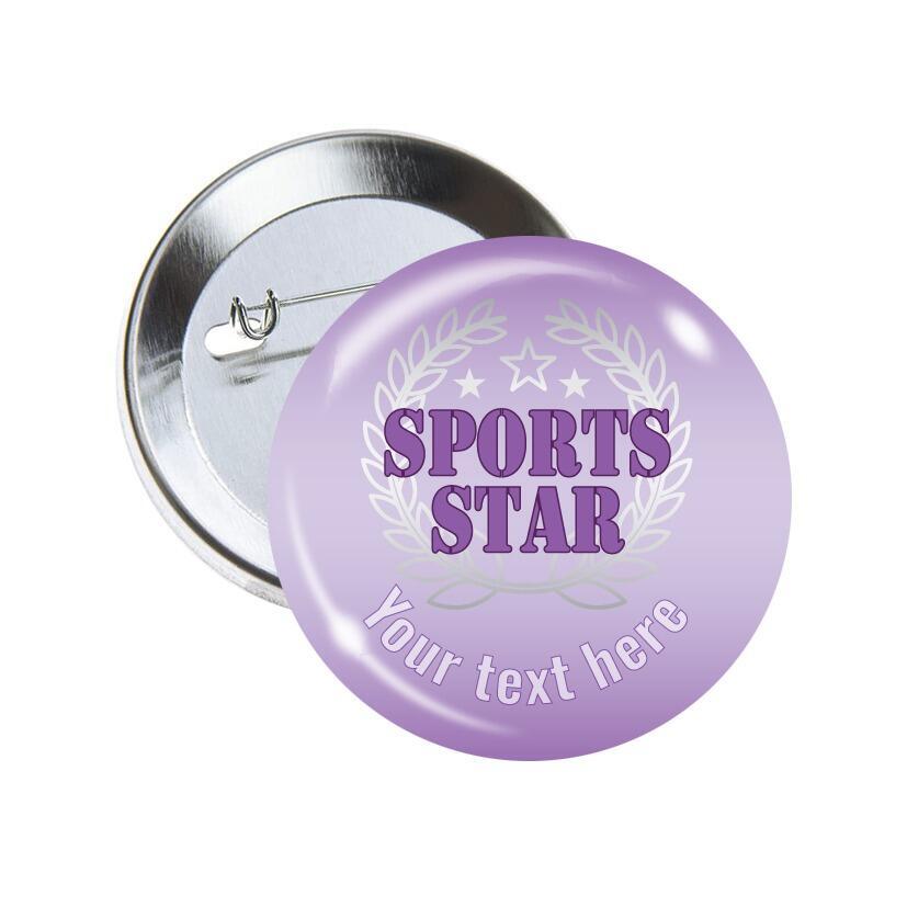 Custom Badges | Sports Star, Rosette Design, Award Personalised Pin Badges x 10